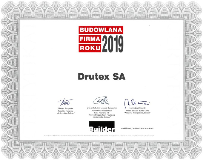 DRUTEX yet again gains the title of the Construction Company of the Year