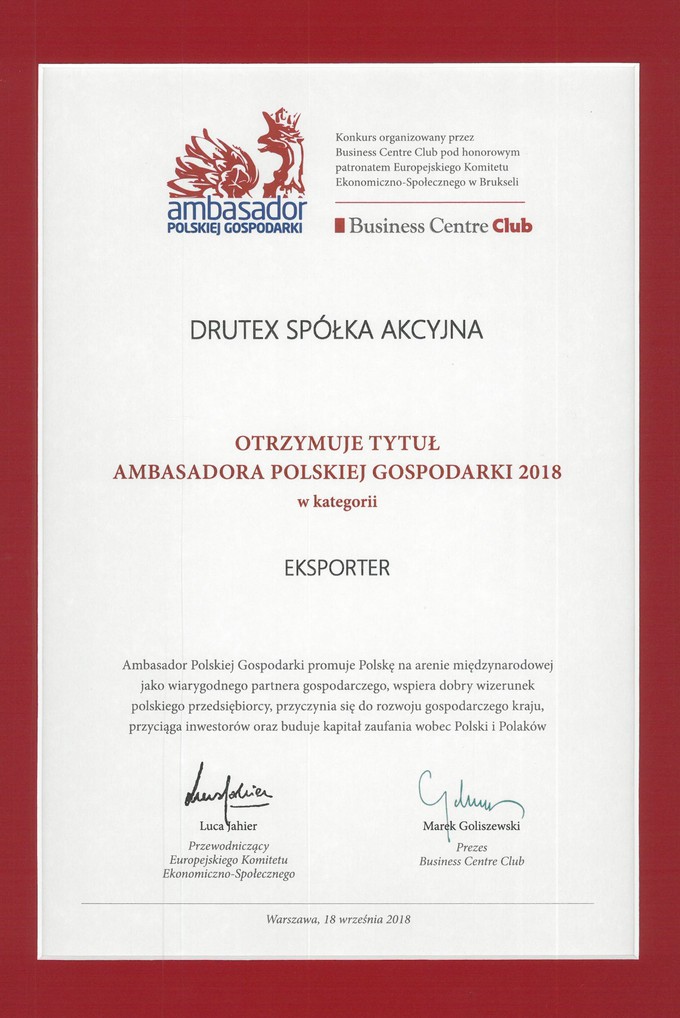 Drutex is awarded the Ambassador of Polish Economy title